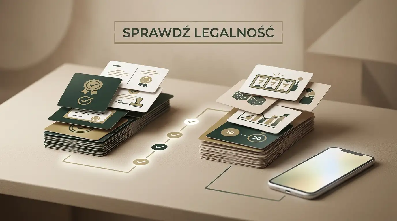 Ilustracja decyzji gracza porównującego ofertę kasyna z informacjami prawnymi